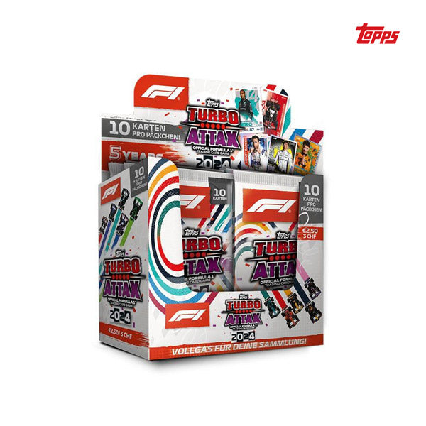 topps turbo attax 2024 rare cards Formula 1 Turbo Attax TCG 2024 Booster Display with 24 packets