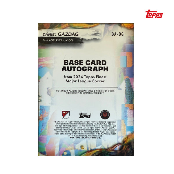 2024 Topps Finest MLS - Daniel Gazdag, Autograph card, /5